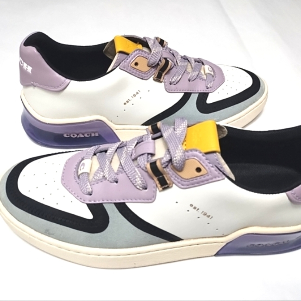 Coach women's citysole Court Sneakers Shoes Lace Up Light/C Blue Lilac Purple - Picture 10 of 13